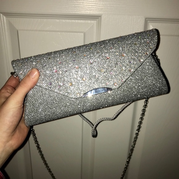 sparkly silver clutch